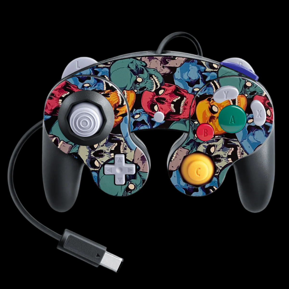 Colorful Skulls Gamecube Controller skin