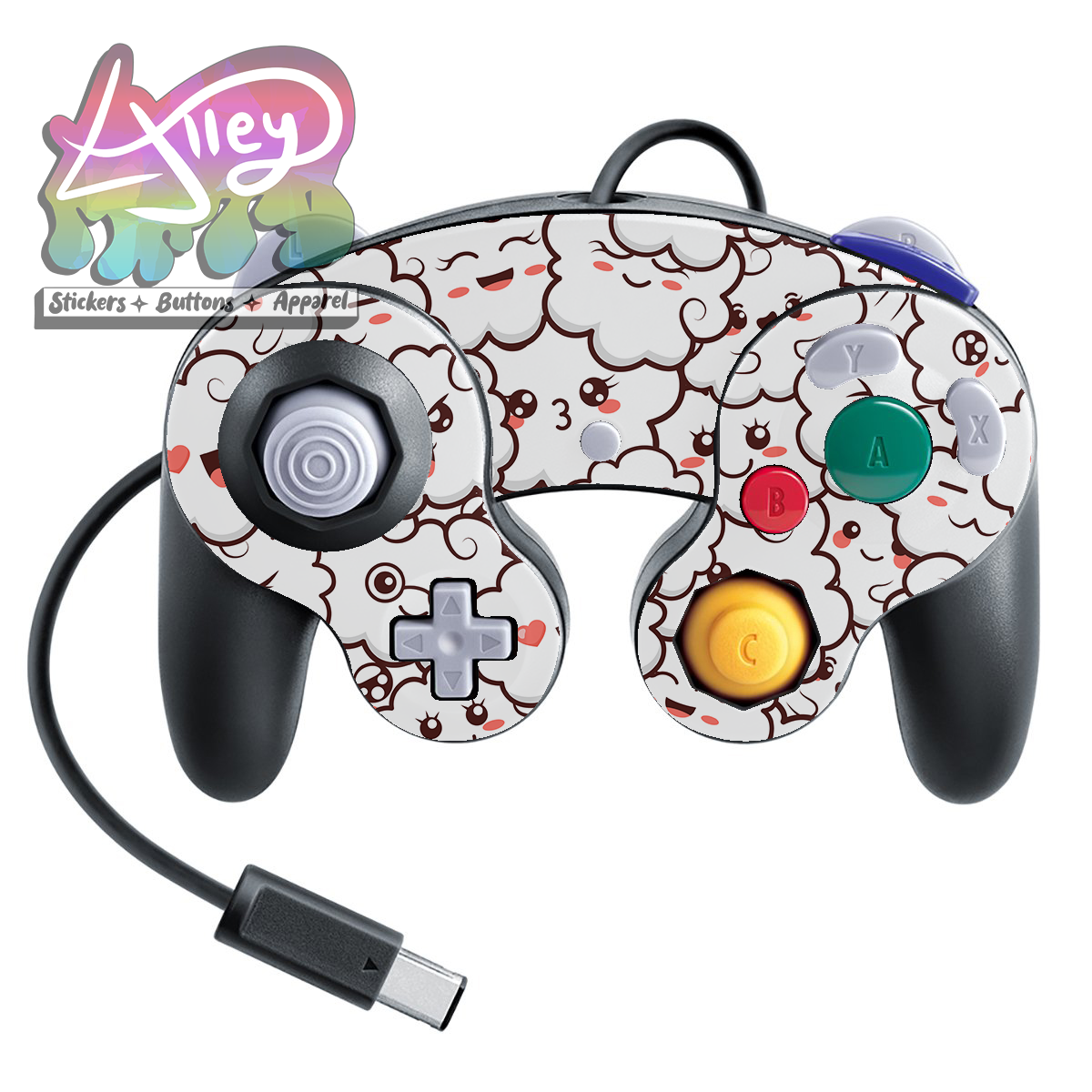 Cute Clouds and Stars Gamecube Controller skin