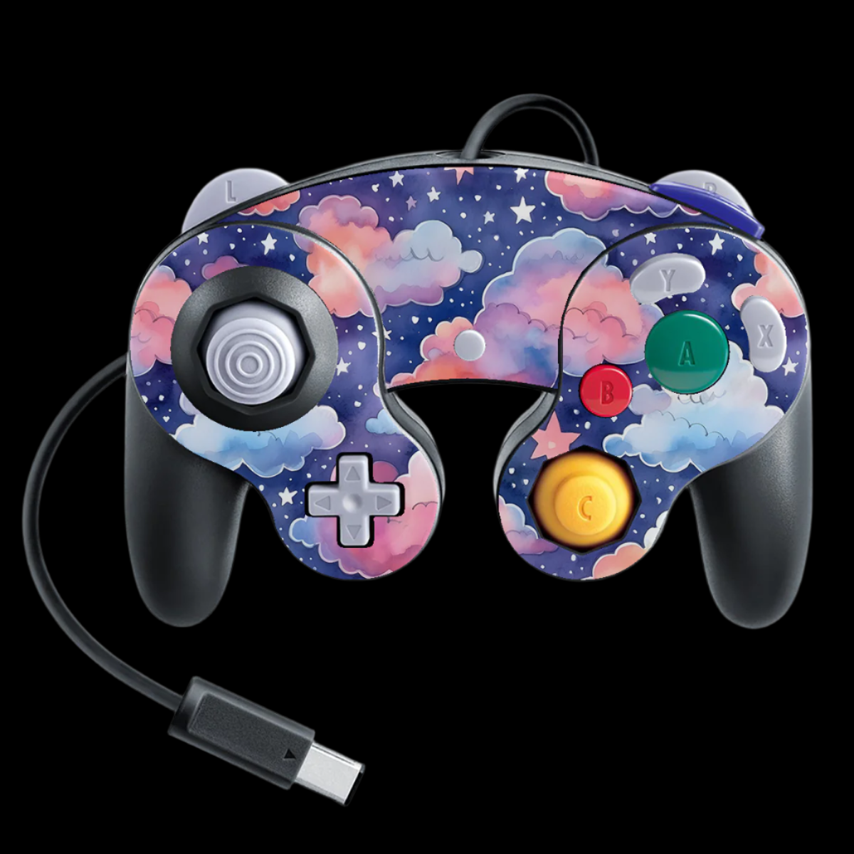 Watercolor Galaxy Gamecube Controller skin