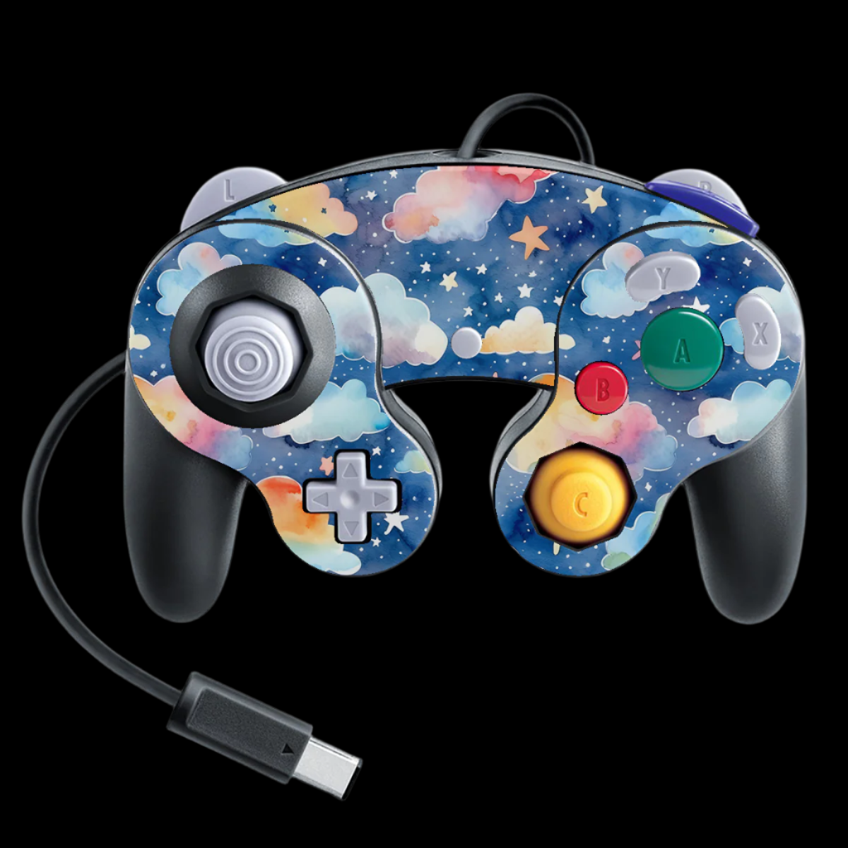 Watercolor Galaxy Gamecube Controller skin