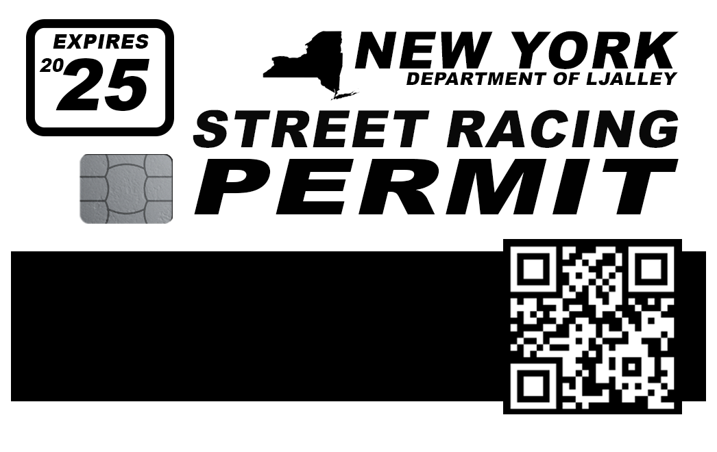 Street Racing Permit Credit Card Skin