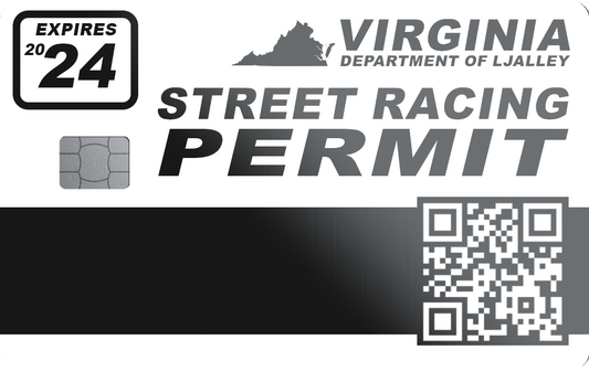 VA Street Racing Permit Credit Card Skin