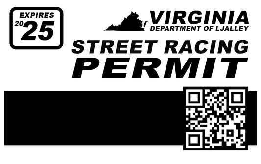 Street Racing Permit Credit Card Skin