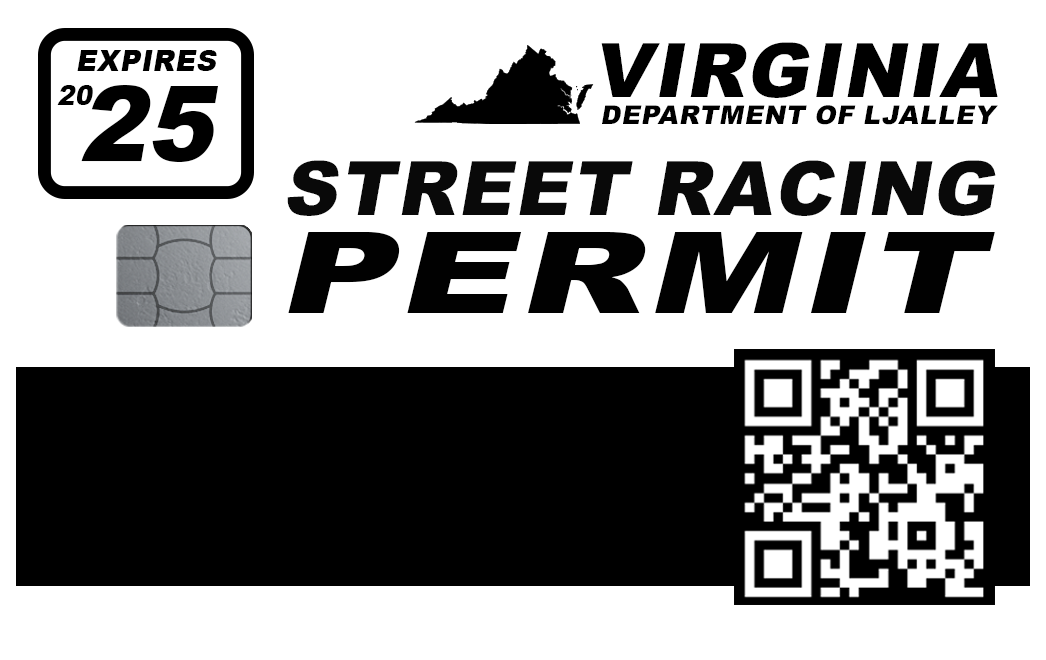 Street Racing Permit Credit Card Skin