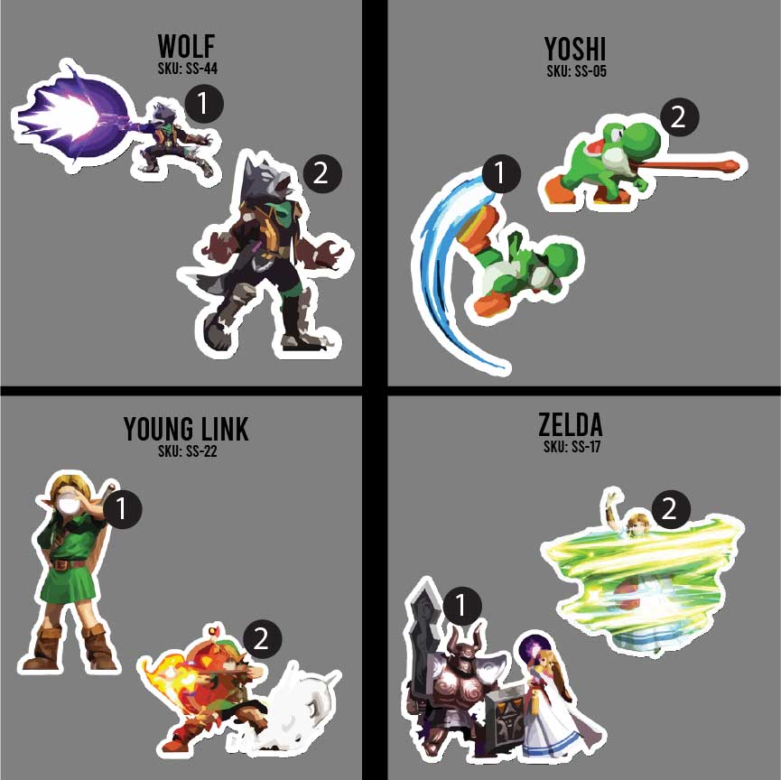 3in Smash Character Stickers