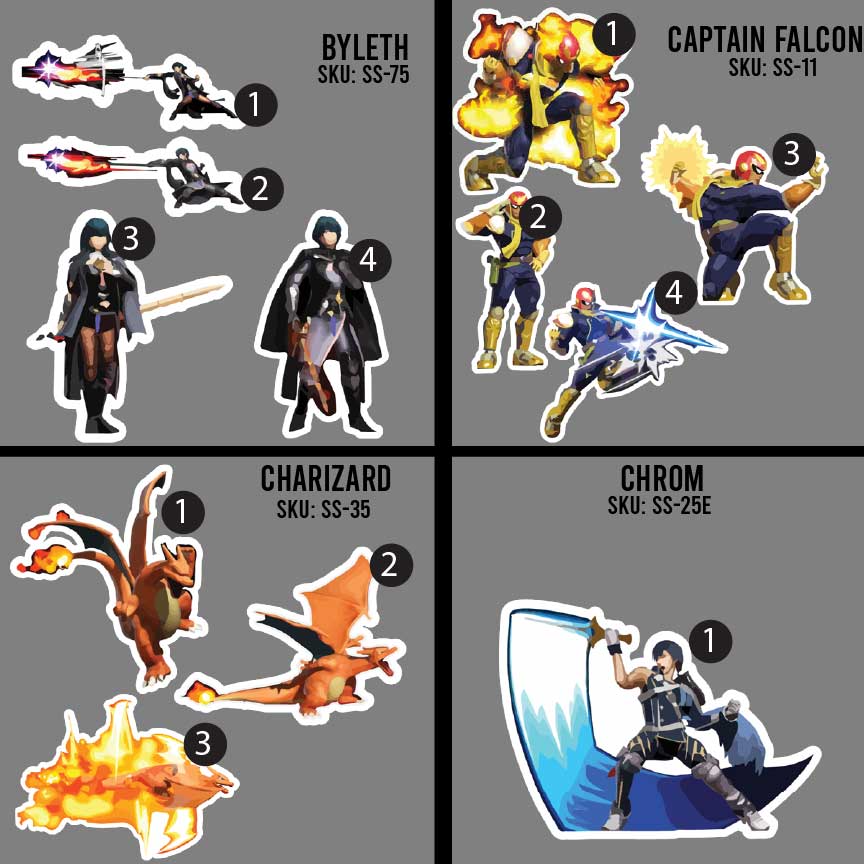 3in Smash Character Stickers