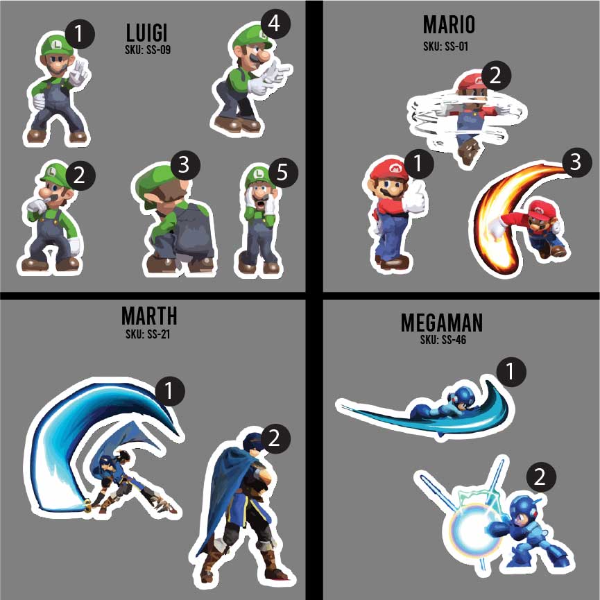 3in Smash Character Stickers