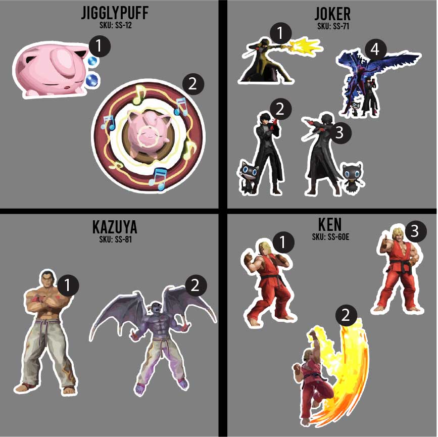 3in Smash Character Stickers