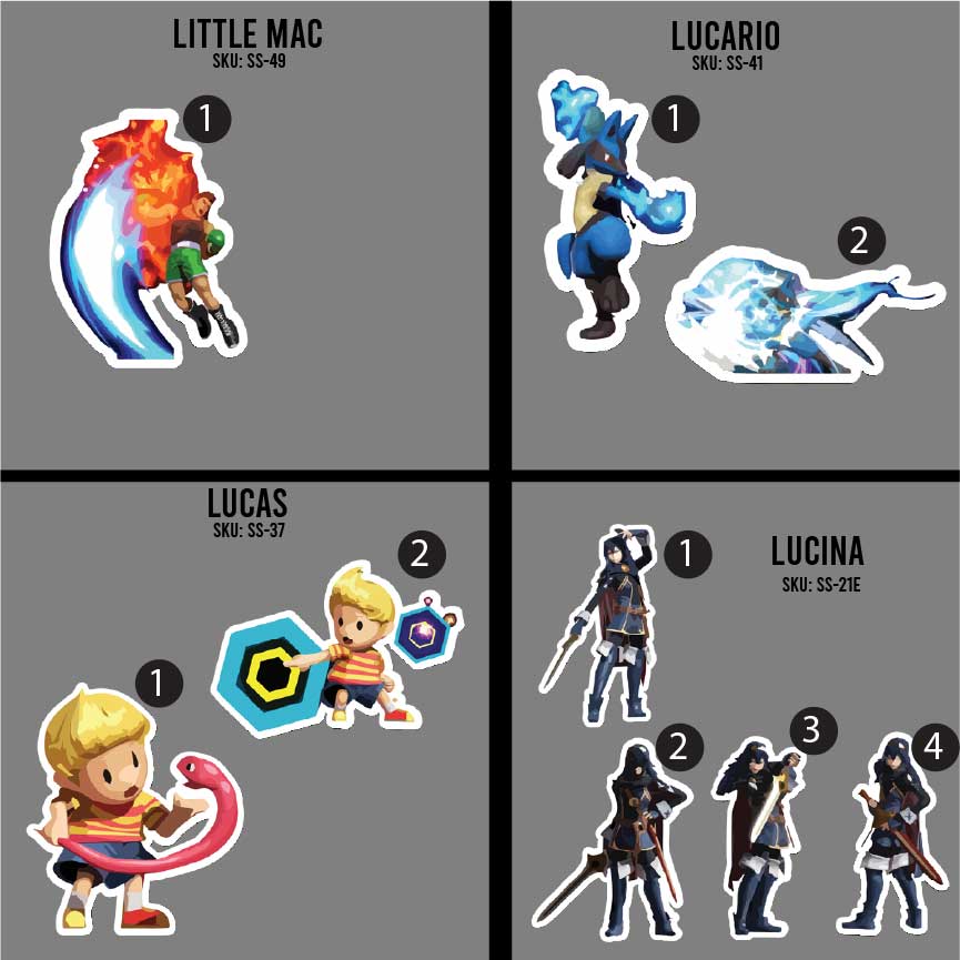 3in Smash Character Stickers