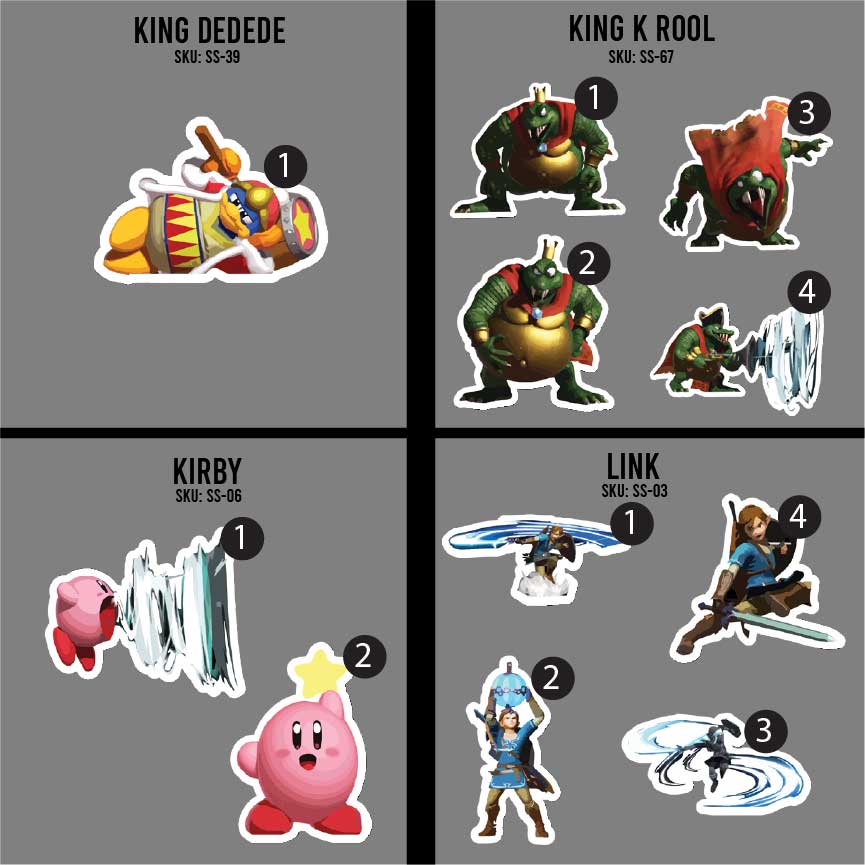 3in Smash Character Stickers