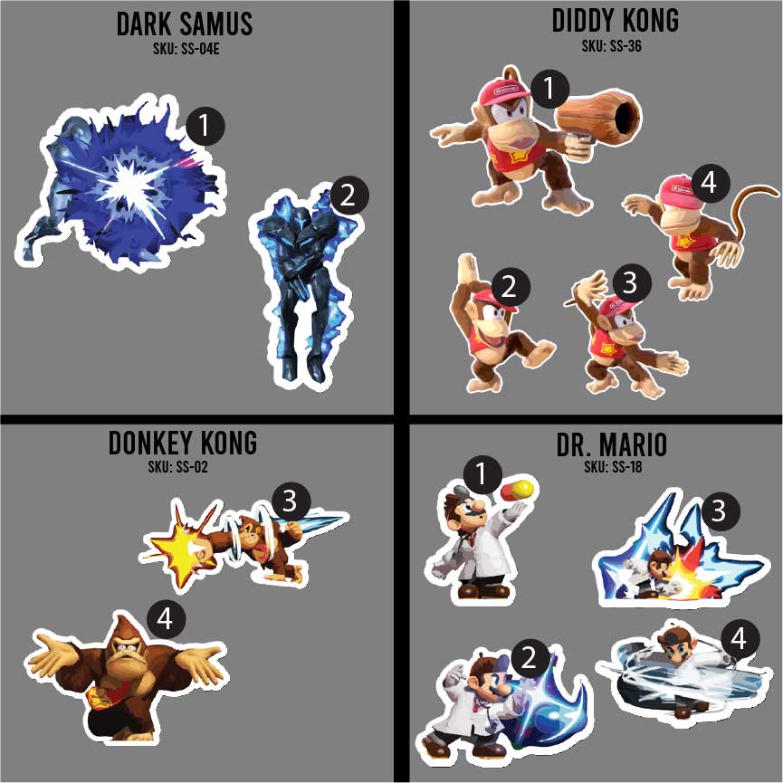3in Smash Character Stickers