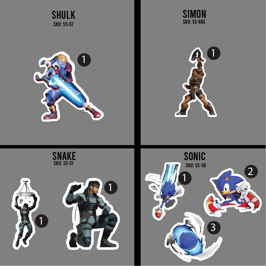 3in Smash Character Stickers