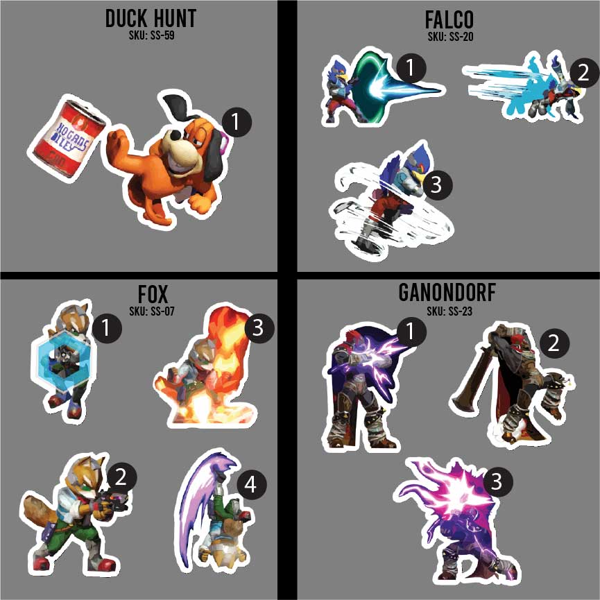 3in Smash Character Stickers