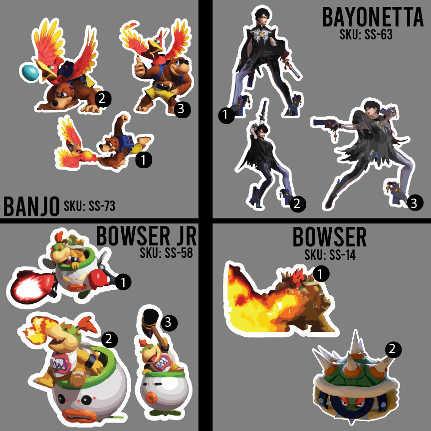 3in Smash Character Stickers