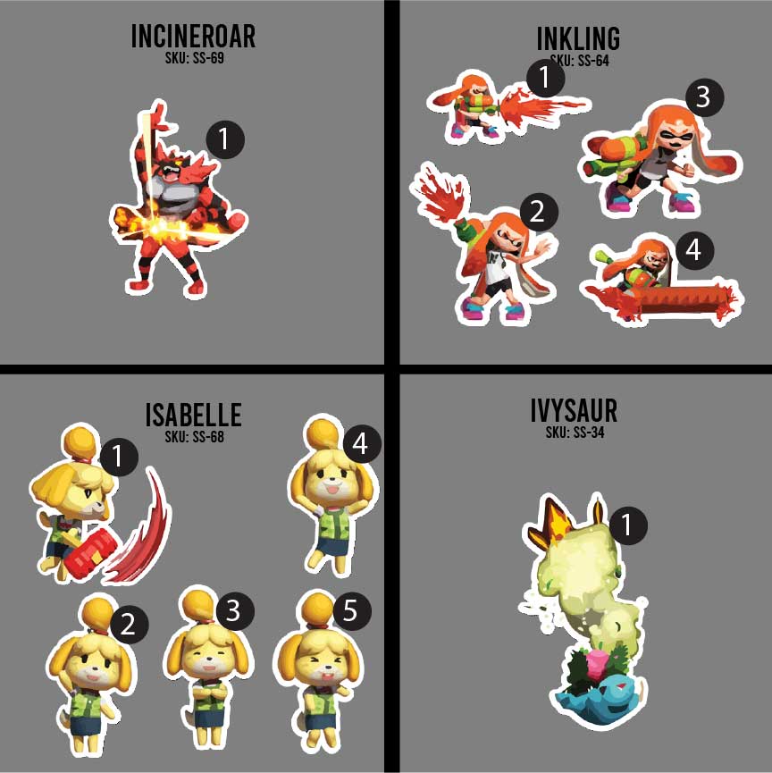 3in Smash Character Stickers