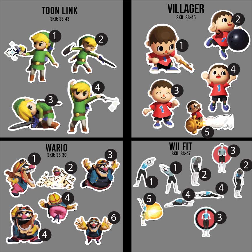 3in Smash Character Stickers