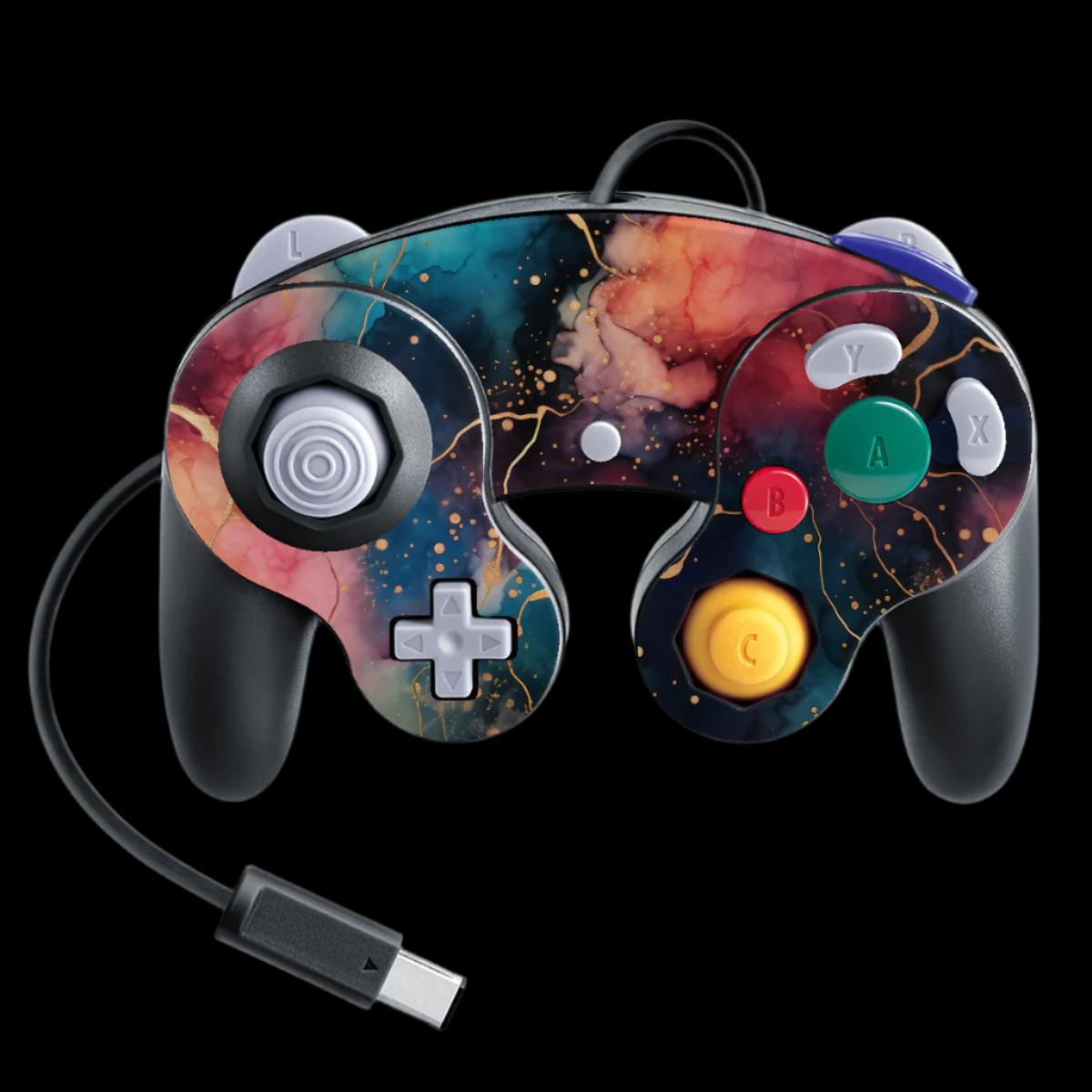 Watercolor Galaxy Gamecube Controller skin