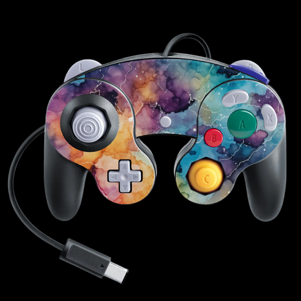 Watercolor Galaxy Gamecube Controller skin
