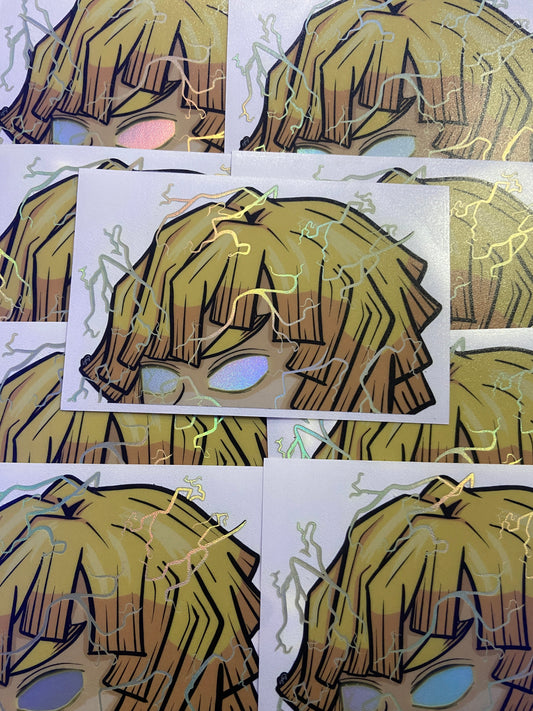 Holographic Zenitsu Peeker Stickers